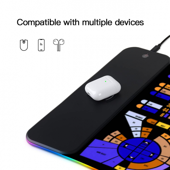 Trekkie Trekker Led Wireless Charging Mouse Pad, Sci-fi Control Console Display Led Desk Mat, SciFi Gifts Gamer Wireless Charging Mouse mat, Laptop Gaming Computer Accessories, Gaming Room Decor HG