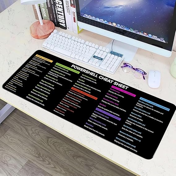 PowerSell Cheat Sheet, PowerShell for Beginners Mouse pad Gifts Home Office Decor| Gift Coworker | Quick Key, Large Anti-Slip Keyboard Pad Mouse Mat KMH