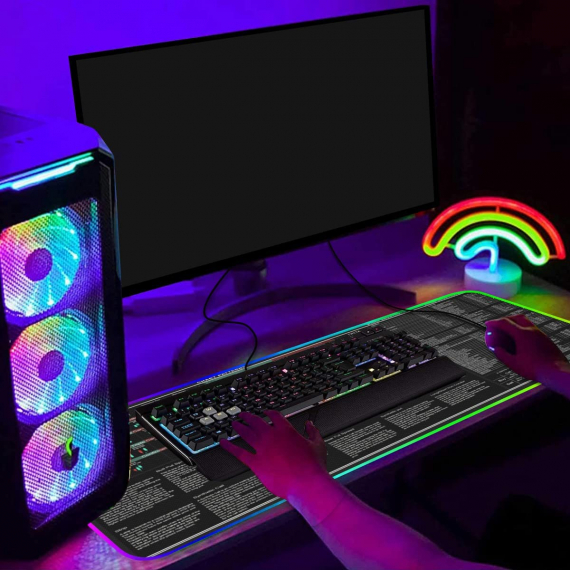 Word Excel Shortcuts Candlesticks Reversal Indicators Extra Large Thick RGB Mousepad Led Stock Market Day Trader Crypto Gift Investor HG