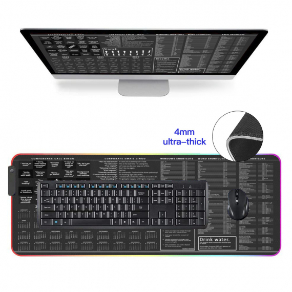 Blue Calendar 2022 2024 Large Office Conference Call Bingo Stretches Corporate Email Lingo Excel Word Shortcuts Led mouse mat HG