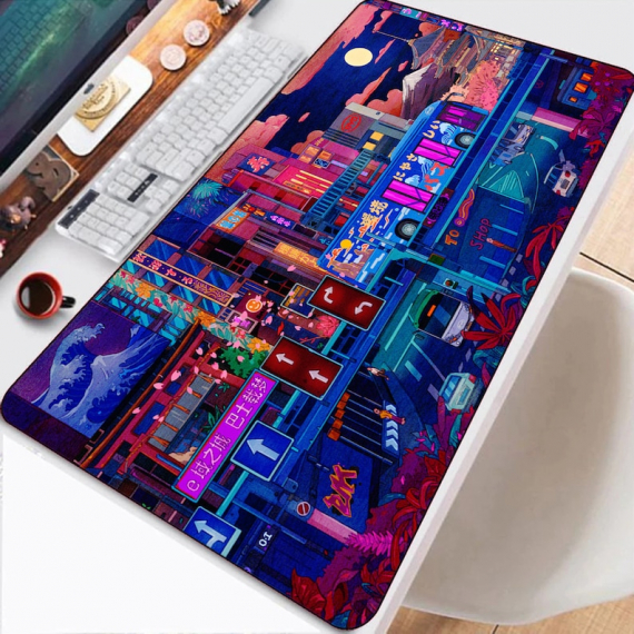 Night Street Anime Gaming RGB Mousepad Led Gaming Computer Accessories HG