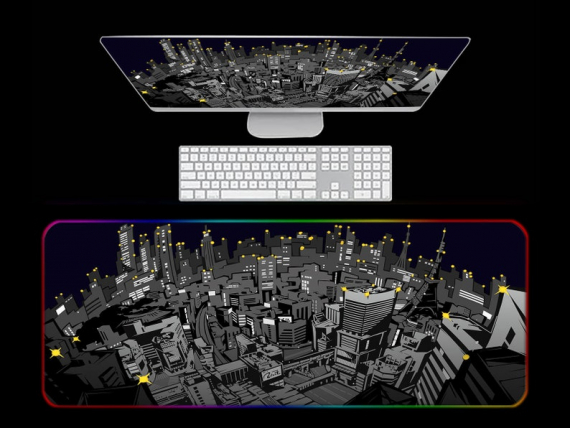 Digital City RGB Gaming Mouse Pad Japanese Led Mouse pad Gaming, Kawaii Mouse pad Anime HG