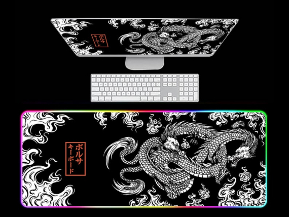 Oriental Japanese Dragon Japanese RGB Led Mouse pad Gaming, Anime Gifts, Kawaii Mouse pad HG