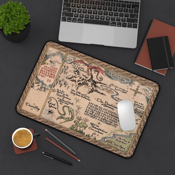 LOTR Middle Earth Map Mousepad | The Hobbit Map Desk Mat | Gift For Gamer | Mothers Day HFN Gift
