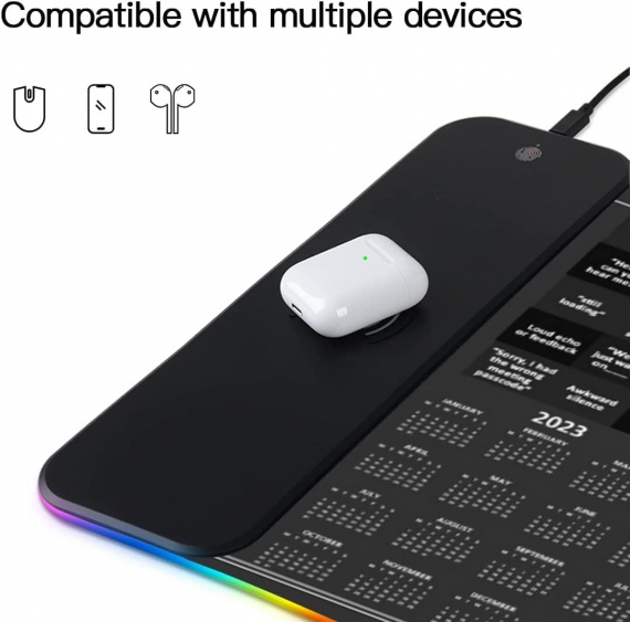 Calendar 2023 to 2025 Large Office Led Wireless Charging Mouse Pad, Conference Call Bingo Corporate Email Lingo Excel Shortcuts Stretches Windows Shortcuts Mouse Mat, Word Shortcuts Employee Gift HG