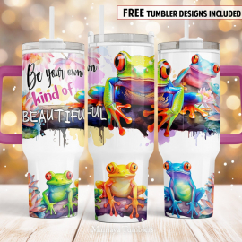 il_1140xN.5311585571_lf7m.jpg Be your own kind of beautiful 30oz or 40oz Quencher Tumbler Gift For Her Him Birthday Gift LN Funny frogs flower Motivation