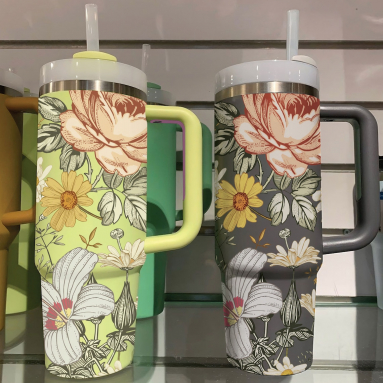 Floral Boho Flowers combo 2 40oz Tumblers Spring 40oz Tumbler with Lid and Straw Gift For Her Him Birthday Gift LN