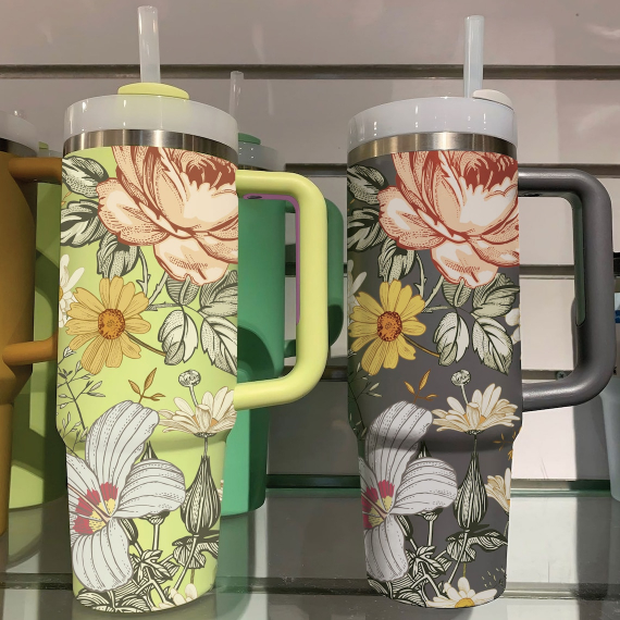 Floral Boho Flowers combo 2 40oz Tumblers Spring 40oz Tumbler with Lid and Straw Gift For Her Him Birthday Gift LN