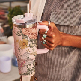 il_1140xN.5551192808_j1g3.jpg Floral Boho Flowers combo 2 40oz Tumblers Spring 40oz Tumbler with Lid and Straw Gift For Her Him Birthday Gift LN